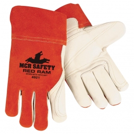 MCR Safety 4921 Red Ram Split Cow Leather Welders Gloves - Double Palm - MIG/TIG