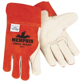 Memphis 4921 Red Ram Split Cow Leather Welders Gloves - Double Palm - MIG/TIG