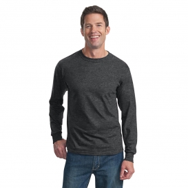 2 Pack FoTL 4930 Mens Heavy Cotton Long-Sleeve Tee XL Black Heather