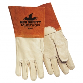 MCR Safety 4940 Mustang Premium Grain Cow Leather Welders Gloves - 5\