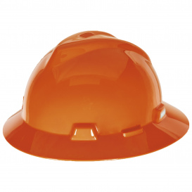 MSA 496075 V-Gard Full Brim Hard Hat - Fas-Trac Suspension - Orange