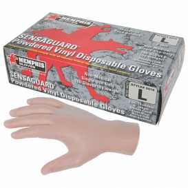 Memphis 5019 Sensaguard Disposable Vinyl Industrial Grade Gloves - 3 Mil - Powdered - Clear