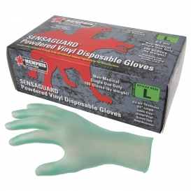 MCR Safety 5025 Sensaguard Disposable Vinyl Industrial Grade Gloves - 6.5 Mil - Powdered - Green