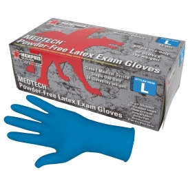 Memphis 5048 MedTech Powder Free Latex Exam Gloves - 15 Mil - Medical Grade - Blue