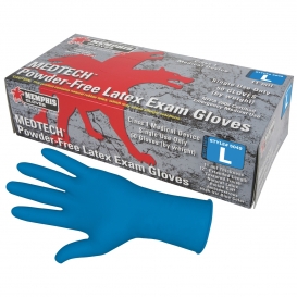 Memphis 5049 Medtech Disposable Latex Exam Gloves - 11 Mil - Powder Free - Blue