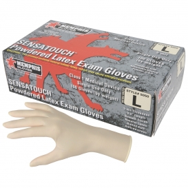 Memphis 5050 Sensatouch Disposable Latex Exam Gloves - 5 Mil - Powdered - White