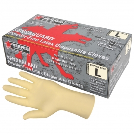Memphis 5055 SensaGuard Disposable Latex Industrial Gloves - 5 Mil - Powder Free - White