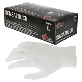 MCR Safety 5060 SensaGuard Disposable Latex Industrial Gloves - 5 mil - Powdered - White