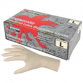 Memphis 5060 SensaGuard Disposable Latex Industrial Gloves - 5 mil - Powdered - White