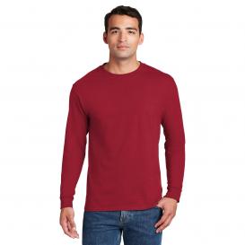Hanes 5186 Beefy-T Cotton Long Sleeve T-Shirt - Deep Red
