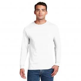 Hanes 5186 Beefy-T Cotton Long Sleeve T-Shirt - White