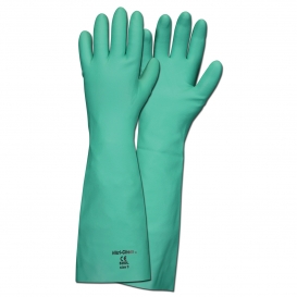 MCR Safety 5350 Nitri-Chem Unlined Nitrile Gloves - 22 mil Flock Lined - Green