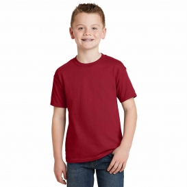Hanes 5370 Youth EcoSmart 50/50 Cotton/Polyester T-Shirt - Deep Red