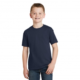 Hanes 5370 Youth EcoSmart 50/50 Cotton/Polyester T-Shirt - Navy