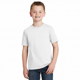 Hanes 5370 Youth EcoSmart 50/50 Cotton/Polyester T-Shirt - White
