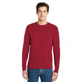 Hanes 5586 Authentic 100% Cotton Long Sleeve T-Shirt - Deep Red