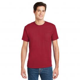 Hanes 5590 Authentic 100% Cotton T-Shirt with Pocket - Deep Red