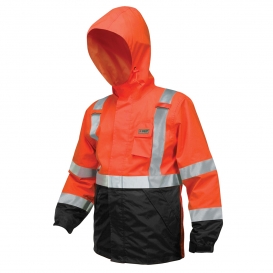 MCR Safety 591SJH Luminator Breathable Polyester/PU Black Bottom Rain Jacket - Orange