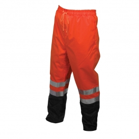 MCR Safety 591SPW Luminator Breathable Polyester/PU Black Bottom Rain Pants - Orange/Black