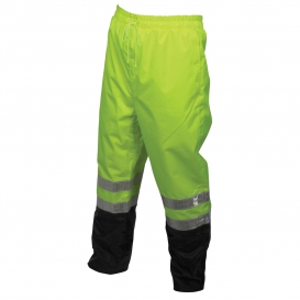 MCR Safety 598SPW Luminator Breathable Polyester/PU Black Bottom Rain Pants - Yellow/Lime