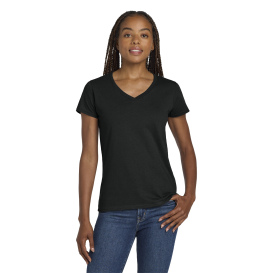 Gildan 5V00L Ladies Heavy Cotton V-Neck T-Shirt - Black