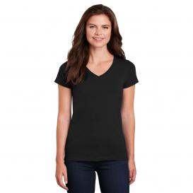 Gildan 5V00L Ladies Heavy Cotton V-Neck T-Shirt - Black