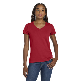Gildan 5V00L Ladies Heavy Cotton V-Neck T-Shirt - Red