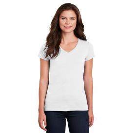 Gildan 5V00L Ladies Heavy Cotton V-Neck T-Shirt - White