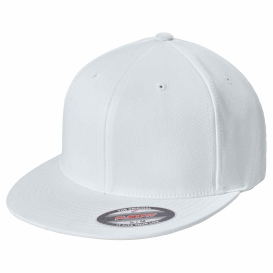 Sport-Tek STC56 Flexfit Flat Bill Cap - White