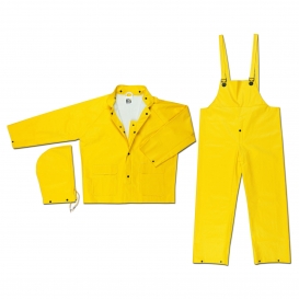 MCR Safety 6003 Commodore 3-Piece Rain Suit - PVC/Non-Woven Polyester/Nylon - Yellow