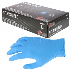 MCR Safety 6025 NitriShield Powdered Nitrile Disposable Gloves - 8 mil - Industrial/Food Grade - Blue