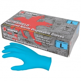 Memphis 6025 NitriShield Powdered Nitrile Disposable Gloves - 8 mil - Industrial/Food Grade - Blue