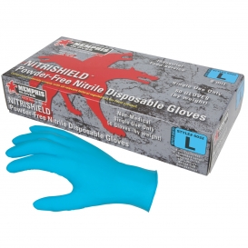 Memphis 6032 Nitrishield Disposable Industrial Grade Nitrile Gloves - 8 mil - Powder Free - Blue