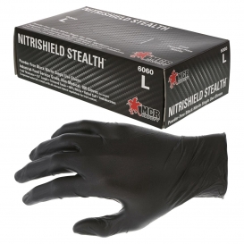 MCR Safety 6060 NitriShield Stealth Disposable Industrial Grade Nitrile Gloves - 3 mil - Powder Free - Black