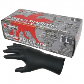 Memphis 6062 NitriShield Stealth Disposable Industrial Grade Nitrile Gloves - 6 mil - Powder Free - Black
