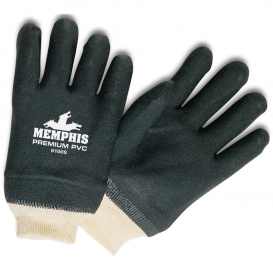 Memphis 6100S Double Dipped Premium PVC Coated Gloves - Interlock Lined - Knit Wrist
