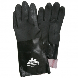 Memphis 6300SJ Double Dipped Sandy PVC Gloves- Jersey Lined - Guantlet Cuff