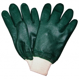 Memphis 6420 Double Dipped PVC Coated Gloves - Jersey Lined - Knit Wrist - Green