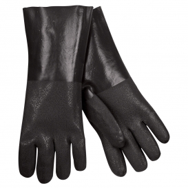 Memphis 6514SJ Double Dipped Sandy PVC Gloves - Jersey Lined - Guantlet Cuff