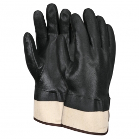 MCR Safety 6521SC Industry Standard Double Dipped PVC Gloves - Safety Cuff - Black