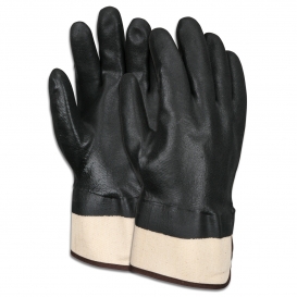 Memphis 6521SC Industry Standard Double Dipped PVC Gloves - Safety Cuff - Black