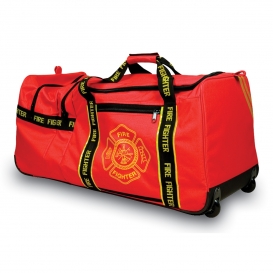 OK-1 Large Red Firefighter Wheeled Gear Bag