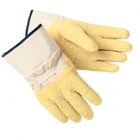 Memphis 6800 Single Latex Dip Gloves - Interlock Lined - Yellow - Plasticized Cuff