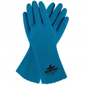 Memphis 6885 PlyFlex Textured Grip Latex Coated Gloves - Interlock Lined - Blue