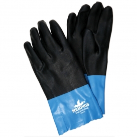 Memphis 6962 Duoprene Double Dip Neoprene Gloves - Interlock Lined - Black/Blue - 12 Inch