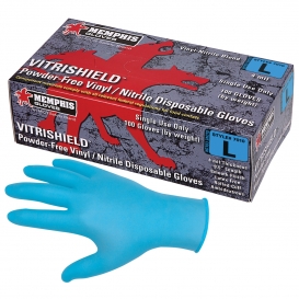 MCR Safety 7010 VitriShield Disposable 4 mil Nitrile/Vinyl Powder Free Gloves - Blue