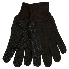 MCR Safety 7802 Ladies Jersey Gloves - Clute Pattern - Plastic Dotted Palm Side - Brown