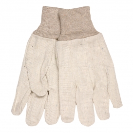 Memphis 8102 Ladies Cotton Canvas Gloves - Clute Pattern - Knit Wrist - Natural