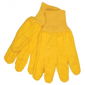 Memphis 8526 Golden Chore Canvas Gloves - Fleece Quilted Palm - Knit Wrist - Yellow