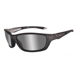 Wiley X Brick Sunglasses - Crystal Metallic Frame - Silver Flash Lens